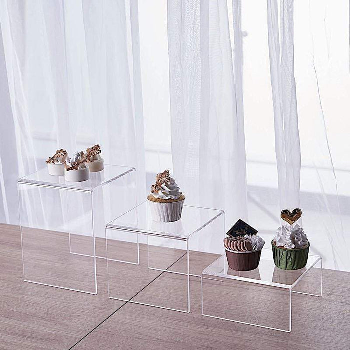 4 pcs Acrylic Display Stands Cupcake Riser Centerpieces - Clear PROP_BOX_004_SET_CLR
