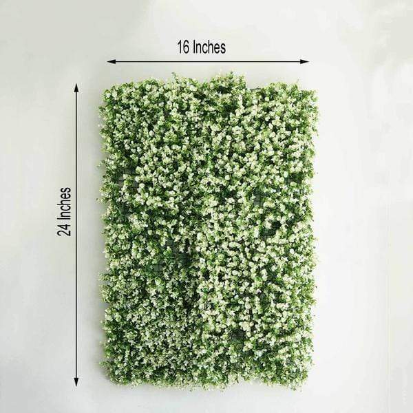 4 pcs Artificial Boxwood Leaves Foliage UV Protected Wall Backdrop Panels 11 sq ft - Green and White ARTI_5062_GRN_19