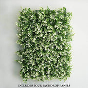 4 pcs Artificial Boxwood Leaves Foliage UV Protected Wall Backdrop Panels 11 sq ft - Green and White ARTI_5062_GRN_19