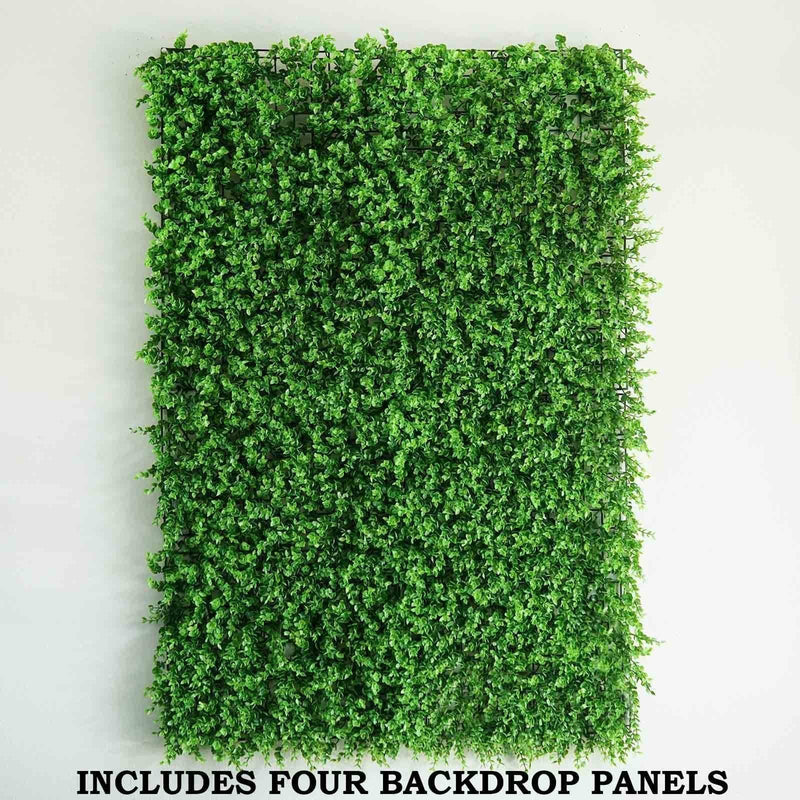 4 pcs Artificial Mini Leaves UV Protected Wall Backdrop Panels 11 sq ft - Green ARTI_5062_GRN_10