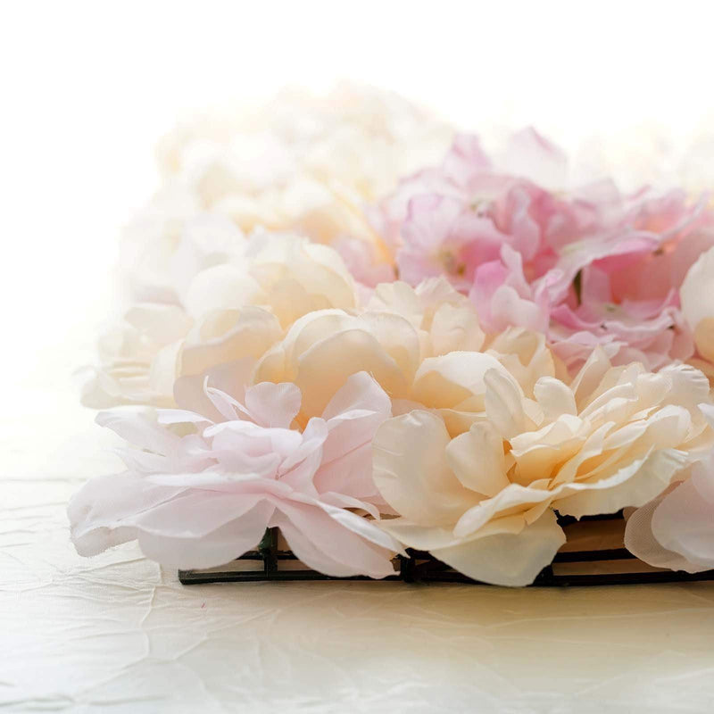 4 pcs Assorted Silk Flowers Wall Backdrop Panels