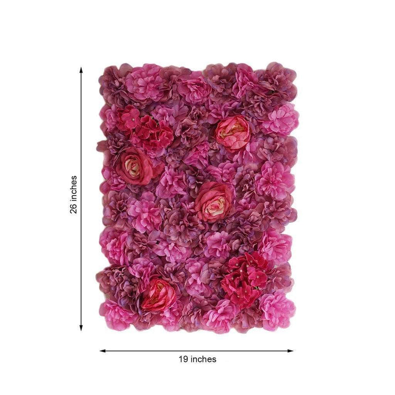 4 pcs Assorted Silk Flowers Wall Backdrop Panels