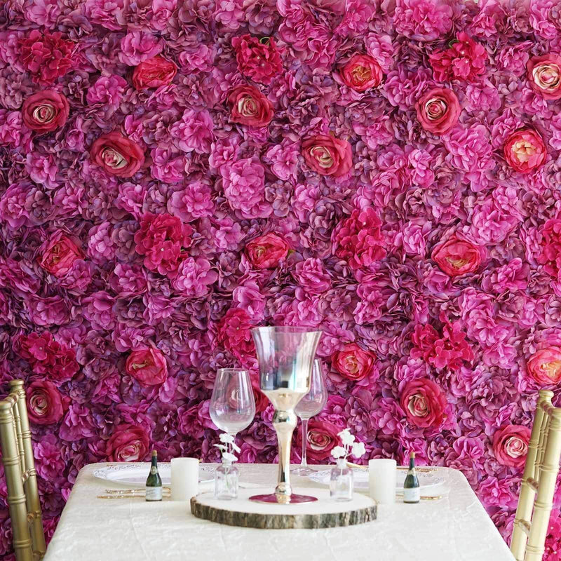 4 pcs Assorted Silk Flowers Wall Backdrop Panels