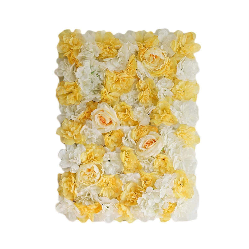 4 pcs Assorted Silk Flowers Wall Backdrop Panels ARTI_5063_WHTCHMP