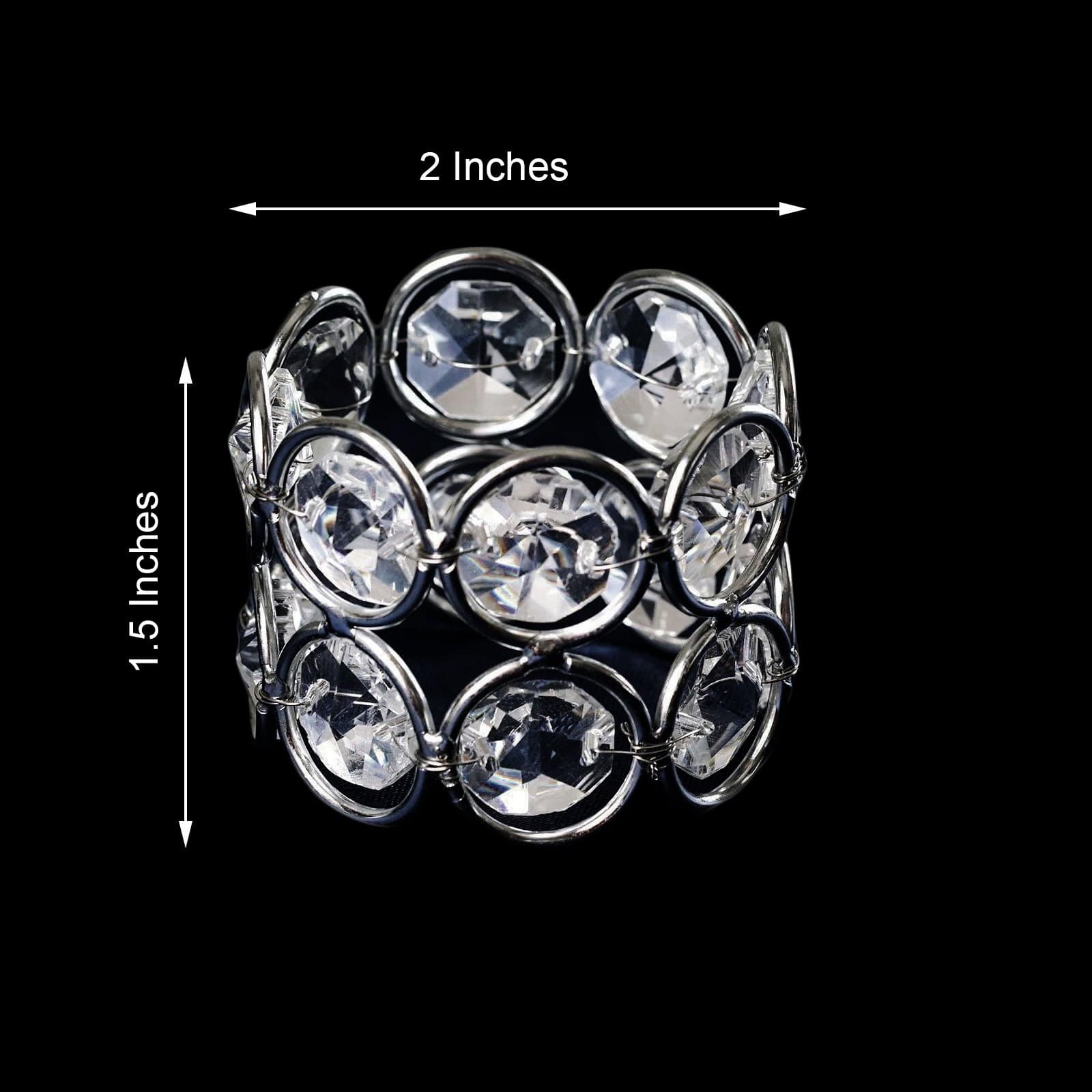 4 pcs Crystal Design Napkin Rings Set