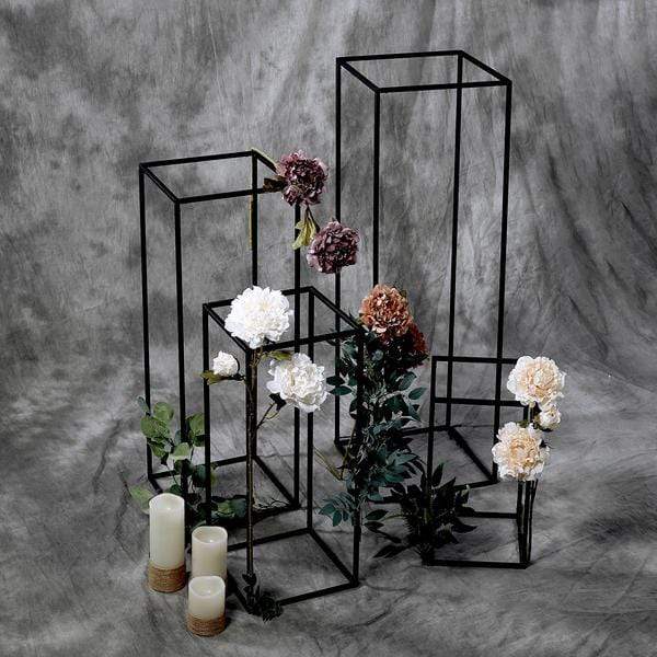 4 pcs Geometric Metal Stands Wedding Flower Vase Holders - Matte Black IRON_STND01_MBLK_SET01