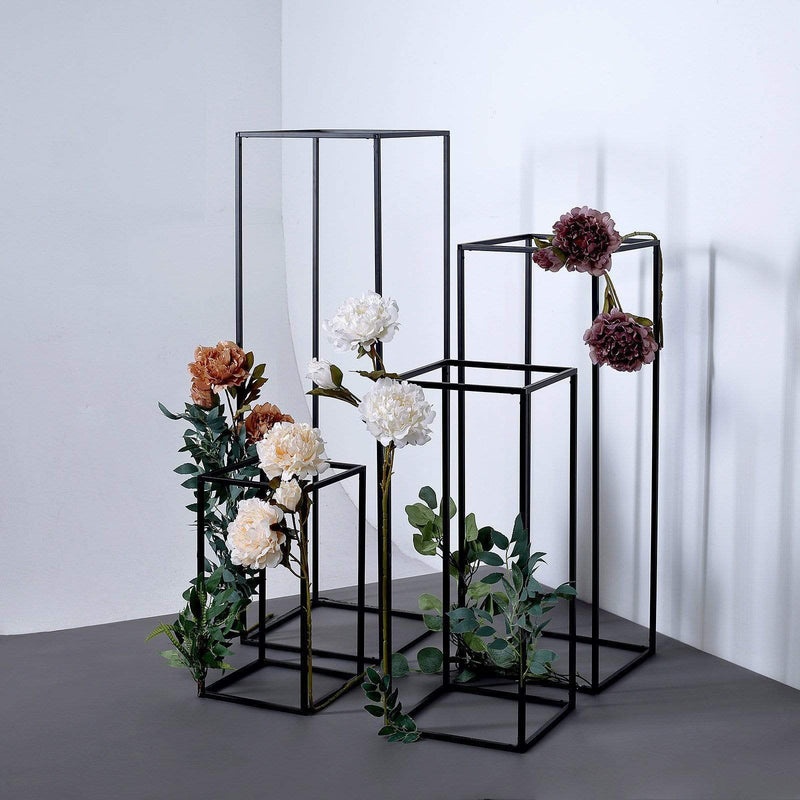 4 pcs Geometric Metal Stands Wedding Flower Vase Holders - Matte Black IRON_STND01_MBLK_SET01