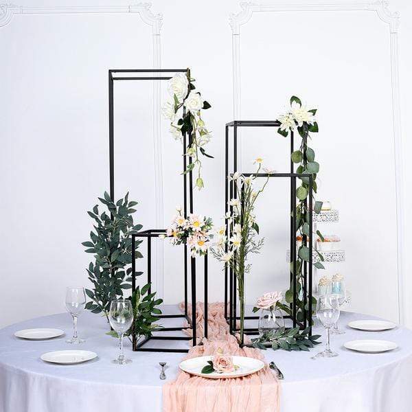 4 pcs Geometric Metal Stands Wedding Flower Vase Holders - Matte Black IRON_STND01_MBLK_SET01