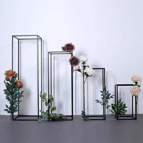 4 pcs Geometric Metal Stands Wedding Flower Vase Holders - Matte Black IRON_STND01_MBLK_SET01