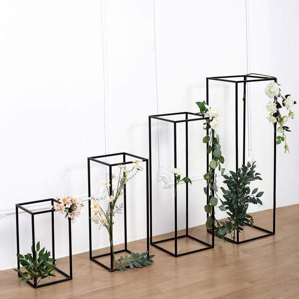 4 pcs Geometric Metal Stands Wedding Flower Vase Holders - Matte Black IRON_STND01_MBLK_SET01