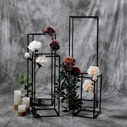 4 pcs Geometric Metal Stands Wedding Flower Vase Holders - Matte Black IRON_STND01_MBLK_SET01