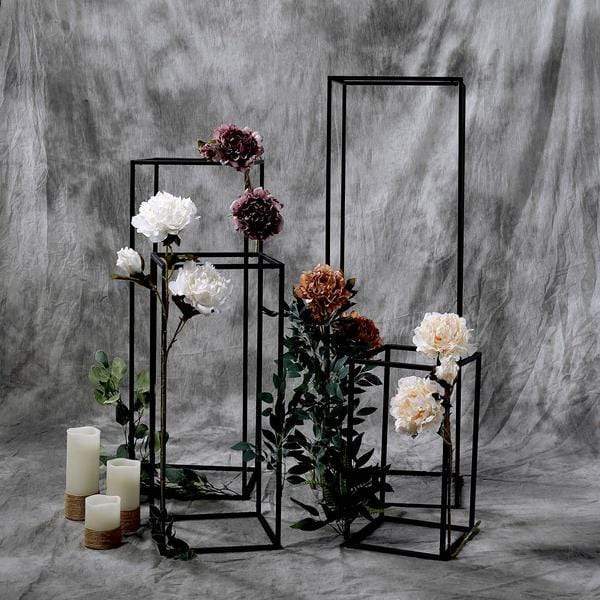 4 pcs Geometric Metal Stands Wedding Flower Vase Holders - Matte Black IRON_STND01_MBLK_SET01