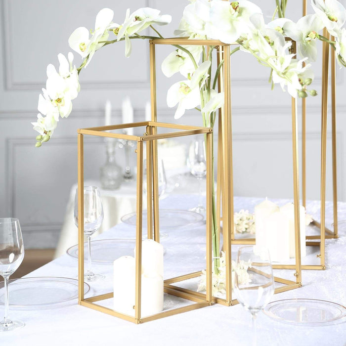 4 pcs Geometric Metal Stands Wedding Flower Vase Holders - Matte Gold IRON_STND01_GOLD_SET01