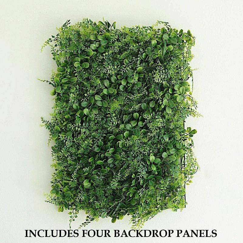4 pcs Medium Boxwood and Fern Leaves Wall Backdrop Panels 11 sq ft - Green ARTI_5062_GRN_26