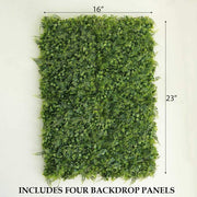 4 pcs Medium Boxwood and Fern Leaves Wall Backdrop Panels 11 sq ft - Green ARTI_5062_GRN_26