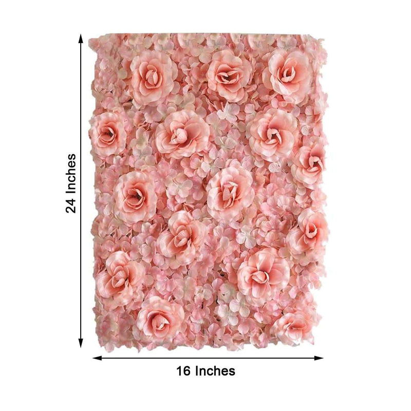 4 pcs Silk Roses and Hydrangea Flowers Wall Backdrop Panels