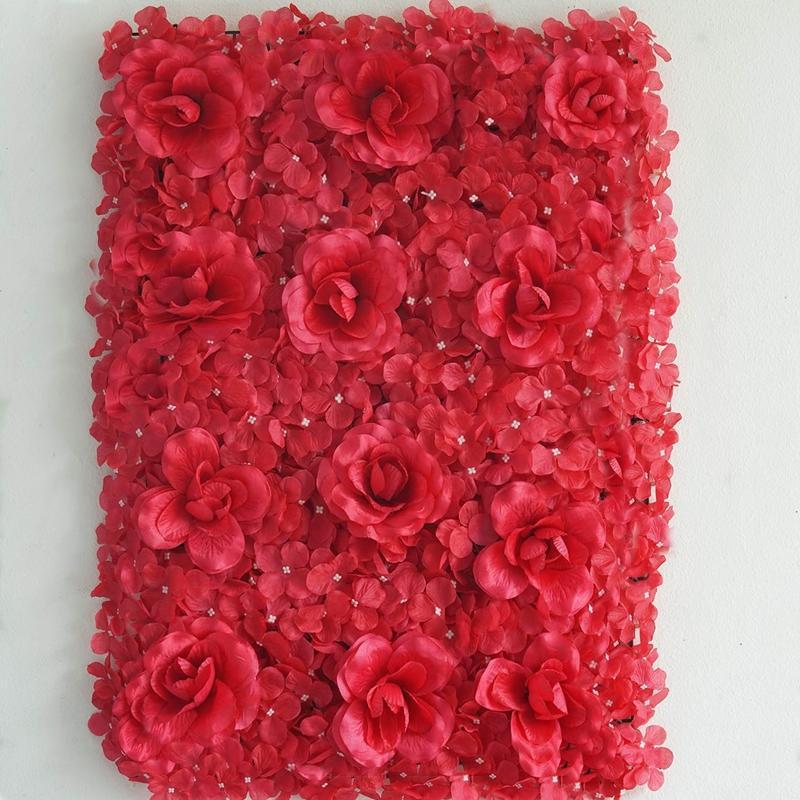 4 pcs Silk Roses and Hydrangea Flowers Wall Backdrop Panels
