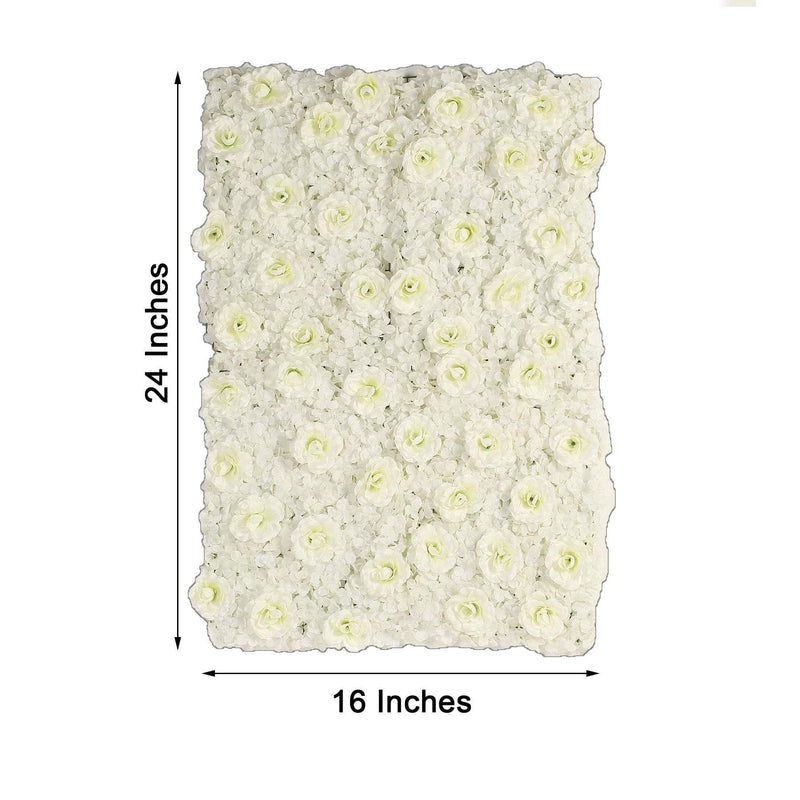 4 pcs Silk Roses and Hydrangea Flowers Wall Backdrop Panels