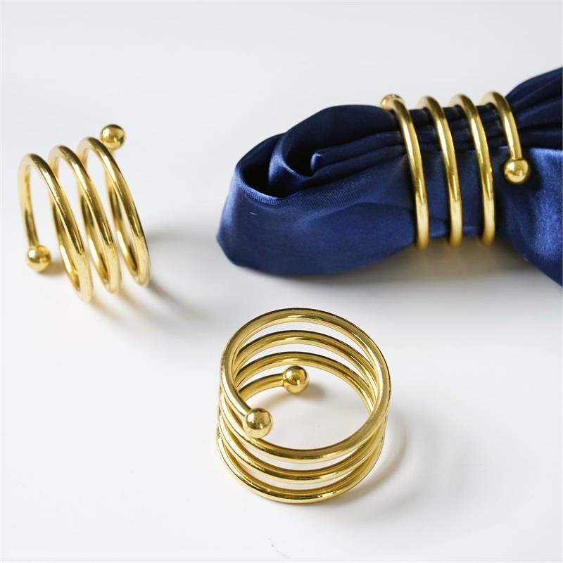 4 pcs Spiral Design Aluminum Napkin Rings Set