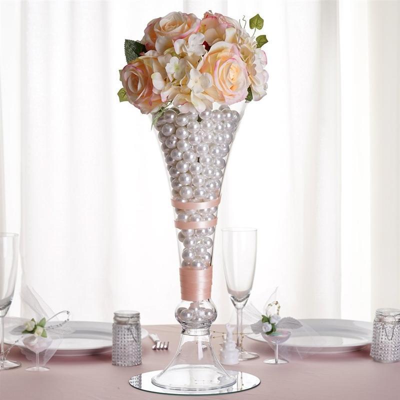 4 pcs Trumpet Glass Wedding Vases - Clear