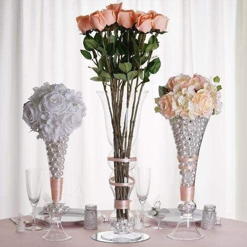 4 pcs Trumpet Glass Wedding Vases - Clear