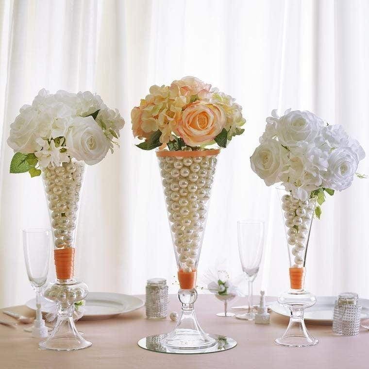 4 pcs Trumpet Glass Wedding Vases - Clear