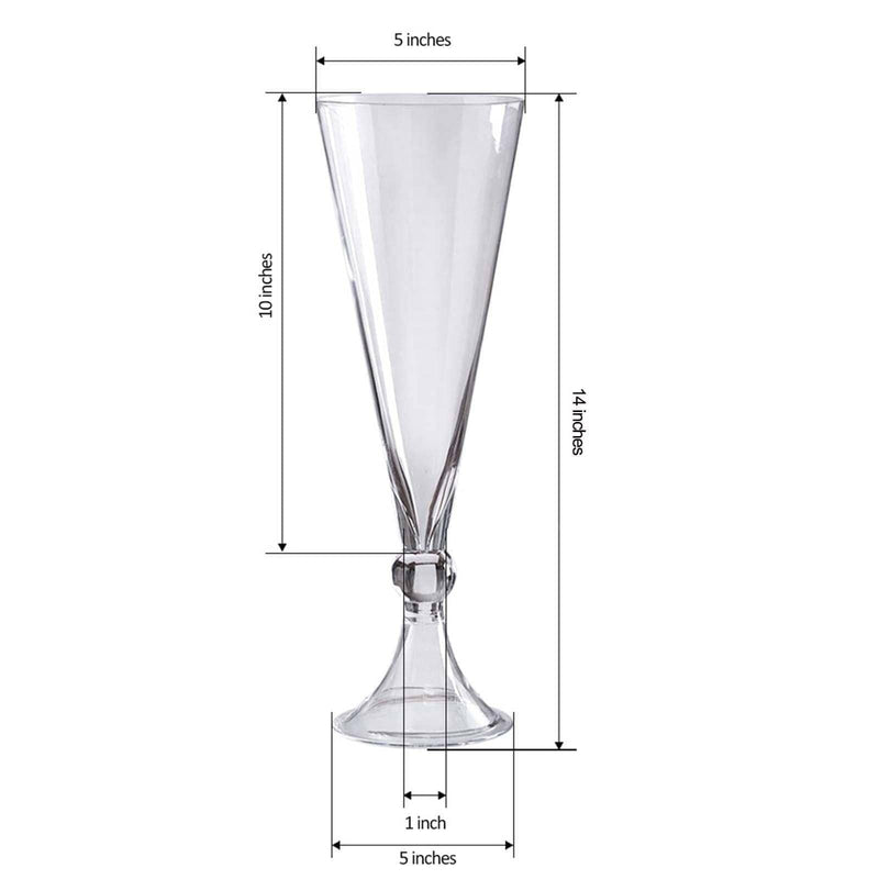 4 pcs Trumpet Glass Wedding Vases - Clear