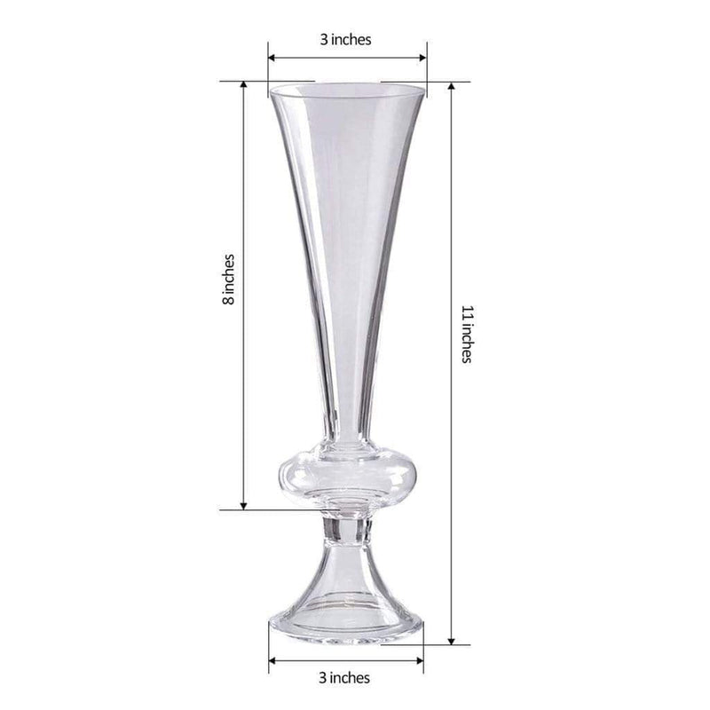 4 pcs Trumpet Glass Wedding Vases - Clear