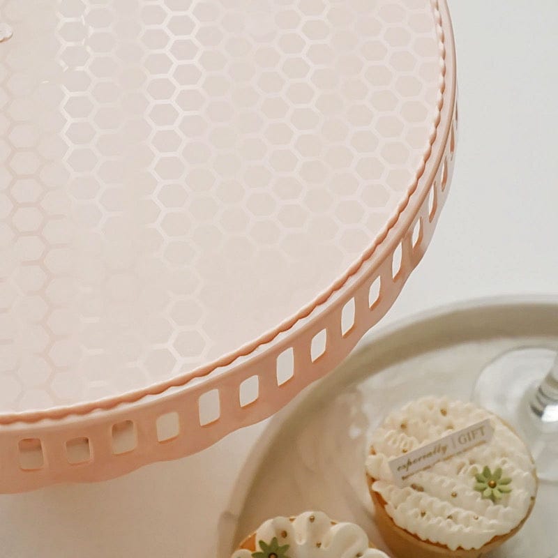 4 Plastic 13" Dessert Pedestals Round Cupcake Stands with Scalloped Edges