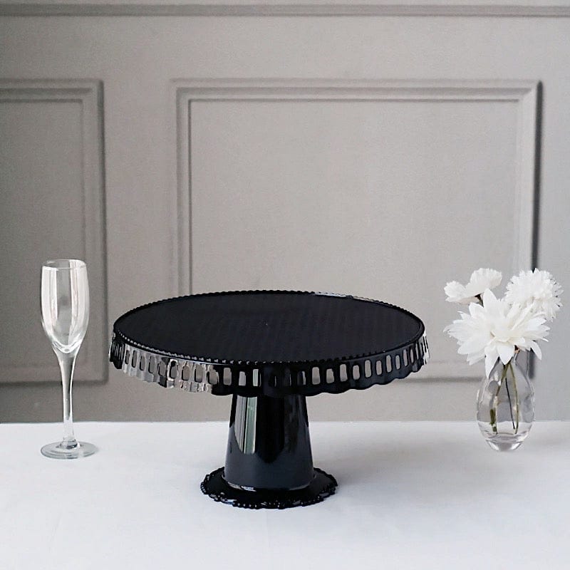 4 Plastic 13" Dessert Pedestals Round Cupcake Stands with Scalloped Edges