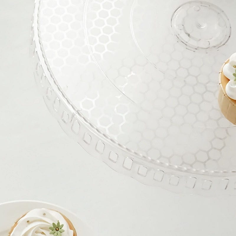 4 Plastic 13" Dessert Pedestals Round Cupcake Stands with Scalloped Edges