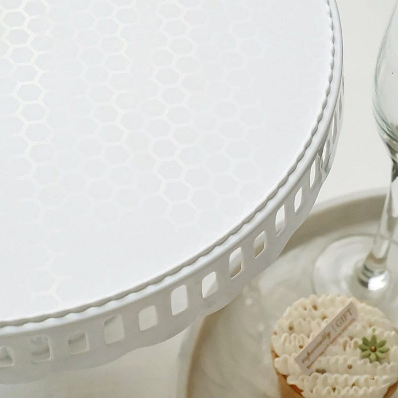 4 Plastic 13" Dessert Pedestals Round Cupcake Stands with Scalloped Edges