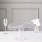 4 Plastic 13" Dessert Pedestals Round Cupcake Stands with Scalloped Edges