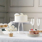 4 Plastic 13" Dessert Pedestals Round Cupcake Stands with Scalloped Edges