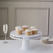 4 Plastic 13" Dessert Pedestals Round Cupcake Stands with Scalloped Edges