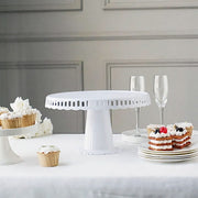 4 Plastic 13" Dessert Pedestals Round Cupcake Stands with Scalloped Edges