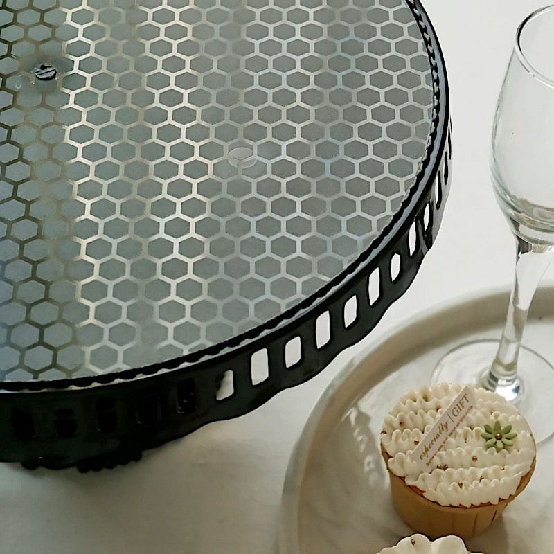 4 Plastic 13" Dessert Pedestals Round Cupcake Stands with Scalloped Edges