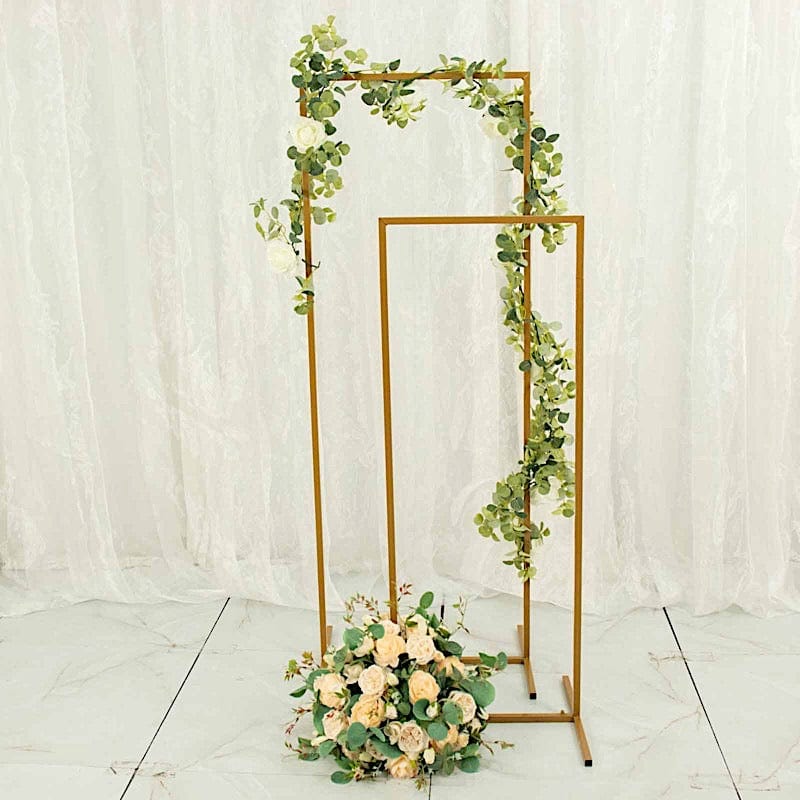 4 Rectangular Metal Floral Display Frame Wedding Arch Backdrop Stand Set - Gold IRON_STND05A_SET_GOLD