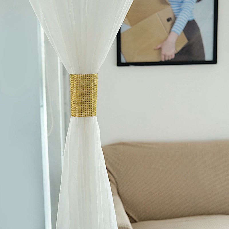 4 Rhinestone Mesh Curtain Tie Backs Velcro Drapery Holdbacks