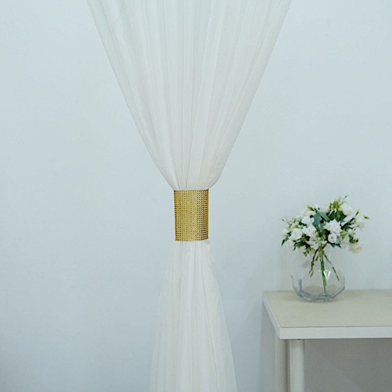 4 Rhinestone Mesh Curtain Tie Backs Velcro Drapery Holdbacks