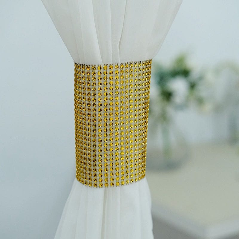 4 Rhinestone Mesh Curtain Tie Backs Velcro Drapery Holdbacks