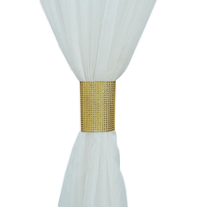 4 Rhinestone Mesh Curtain Tie Backs Velcro Drapery Holdbacks