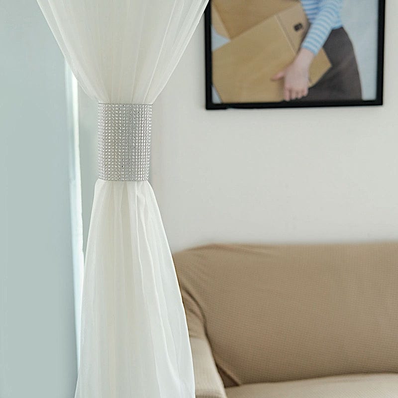 4 Rhinestone Mesh Curtain Tie Backs Velcro Drapery Holdbacks
