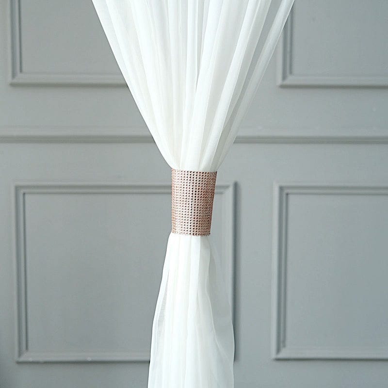 4 Rhinestone Mesh Curtain Tie Backs Velcro Drapery Holdbacks