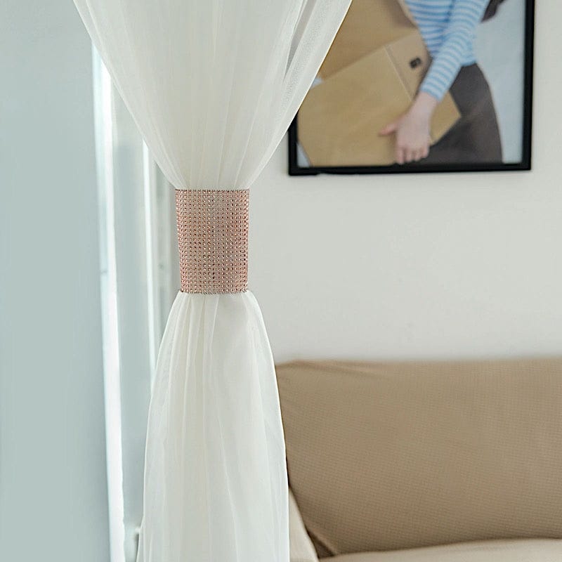 4 Rhinestone Mesh Curtain Tie Backs Velcro Drapery Holdbacks
