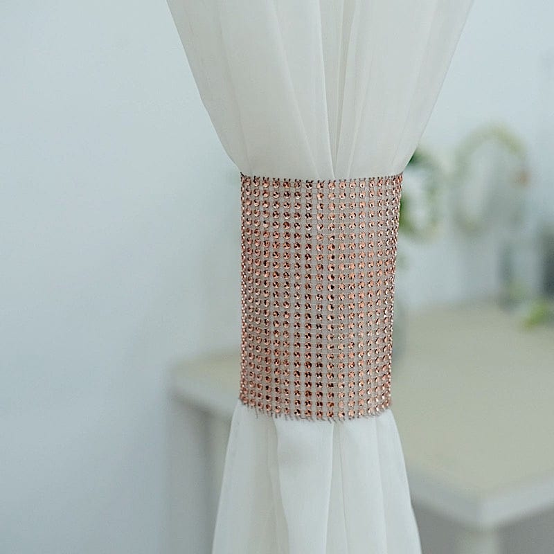 4 Rhinestone Mesh Curtain Tie Backs Velcro Drapery Holdbacks