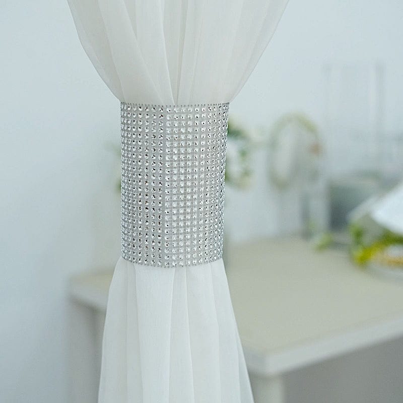 4 Rhinestone Mesh Curtain Tie Backs Velcro Drapery Holdbacks