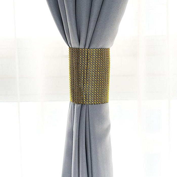 4 Rhinestone Mesh Curtain Tie Backs Velcro Drapery Holdbacks