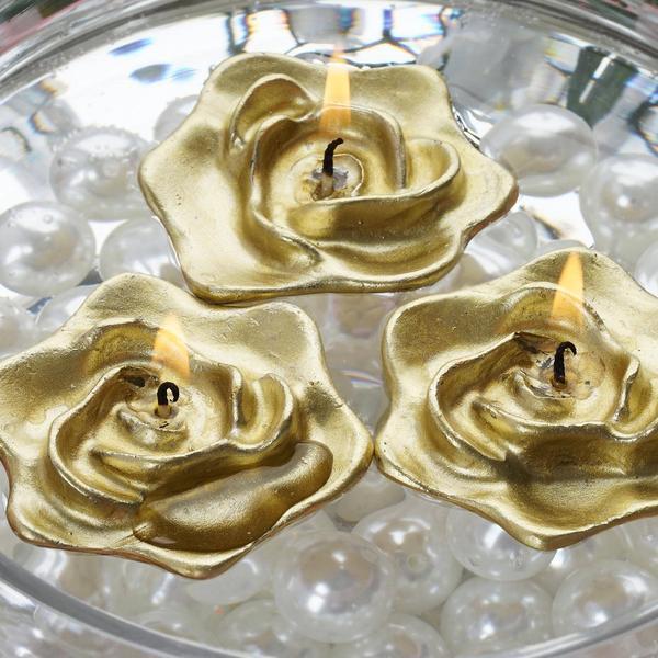 4 Roses Flowers Floating Candles for Wedding Centerpieces