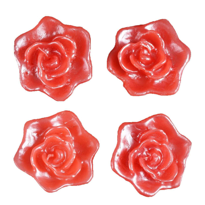 4 Roses Flowers Floating Candles for Wedding Centerpieces CAND_LR_RED